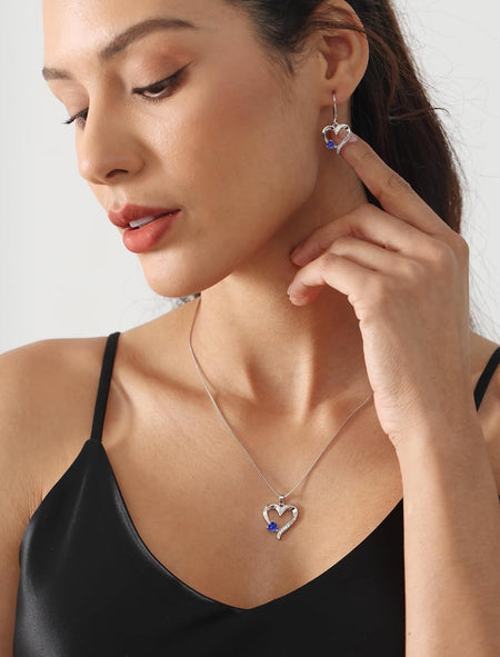 Heart Earrings Sterling Silver Heart Dangle Drop Earrings Sapphire/Emerald/Amethyst/Aquamarine Leverback Jewelry for Women