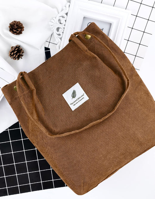 Load image into Gallery viewer, Corduroy Tote Bag Large for Women Girl Lady Canvas Shoulder Cord Purse and Handbags with Inner Pocket
