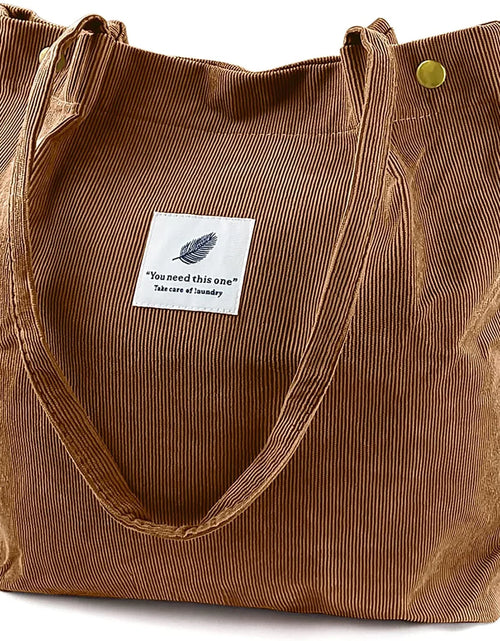 Load image into Gallery viewer, Corduroy Tote Bag Large for Women Girl Lady Canvas Shoulder Cord Purse and Handbags with Inner Pocket
